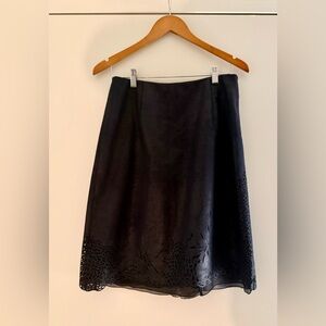 D. Exterior Made in Italy Laser Cut A-Line Navy Blue Skirt